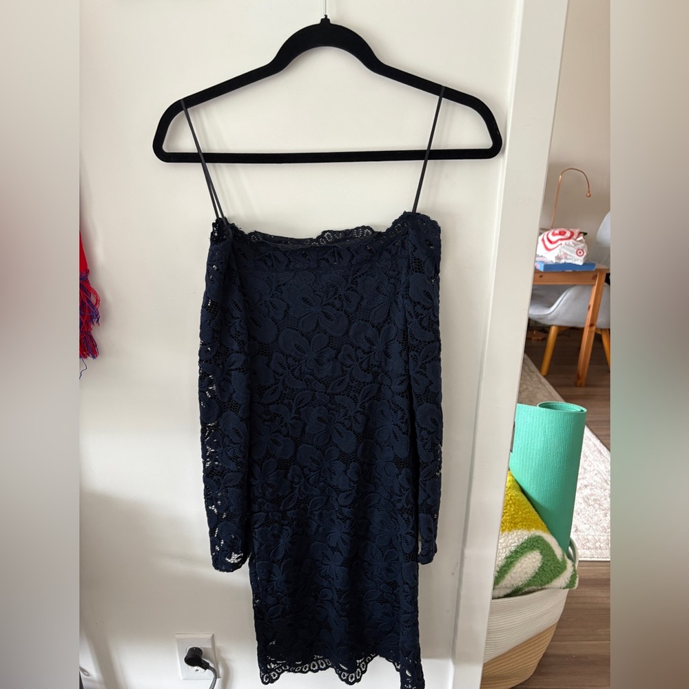 H&M  Navy Lace Off-Shoulder Dress